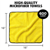 Serviette en microfibre ultra douce double face super absorbante séchage rapide pour le detailing automobile, le nettoyage du tableau de bord et le polissage des vitres 600 g/m²
