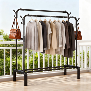 Organizer di abbigliamento in metallo a doppia canna stendino stendino per vestiti soggiorno con <span class=keywords><strong>Design</strong></span> moderno semplice e multifunzionale appendiabiti - Product Image 3