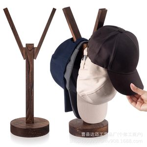 Wooden <b>Hat</b> Rack Baseball Cap Storage <b>Stand</b> Tabletop Y Shape Durable Brown - Product Image 3