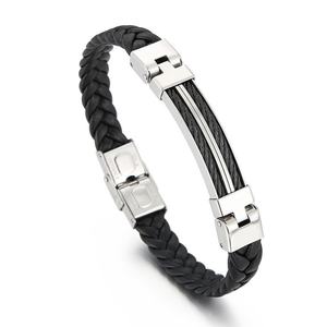 2024 New Design Wholesale Custom Stainless Steel Braided Leather <b>Man</b> Bracelet - Product Image 1