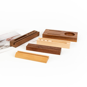 Base de Calendario de Madera, Porta Tarjetas, Porta Notas, Madera Maciza de Nogal Negro, Organizador de Escritorio Moderno y Sencillo, Forma de U, Cuadrado, para Reuniones - Product Image 3