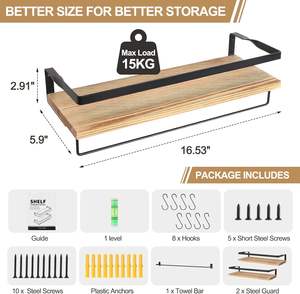 Étagères flottantes murales, étagères murales en bois, ensemble de 2 pour chambre à coucher, salle de bain, salon, rangement de cuisine - Product Image 2