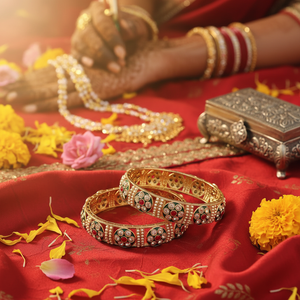 PADMAWATI Private Limited Luxury Tungsten Gold Plated Original Multi Color <b>Bangles</b> Set <b>Indian</b> Bridal Party Wedding Anniversary - Product Image 2