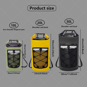 Sac étanche de voyage en PVC pour le camping en plein air, 10L, 20L, 30L, sac à dos étanche avec bandoulière - Product Image 2