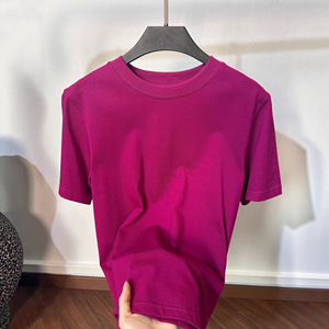 Camiseta de Manga Corta para Mujer SUHE TS-017, 100% Algodón, Color Sólido, Color Pitaya, Corte Holgado, Estilo Casual - Product Image 3