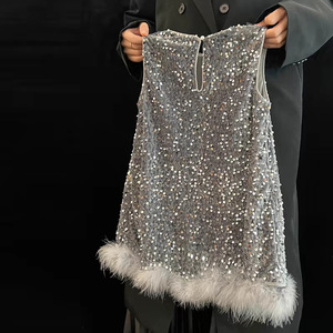 Child Star Circle Girls Sequin Feather Dress Sleeveless O-Neck Princess Dress for Spring - Product Image 4