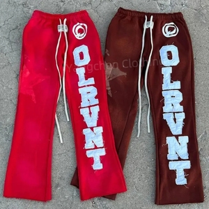<span class=keywords><strong>Pantaloni</strong></span> da <span class=keywords><strong>uomo</strong></span> personalizzati a vita media in cotone lavato con acido <span class=keywords><strong>pantaloni</strong></span> della tuta a svasato con decorazione a toppa sbiadita da sole <span class=keywords><strong>pantaloni</strong></span> Casual in difficoltà - Product Image 4