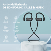Écouteurs intra-auriculaires sans fil avec microphone, crochet d'oreille, étui, LED, réduction active du bruit, résistants à la transpiration, écouteurs de sport pour la course à pied et l'exercice
