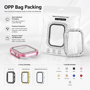 CS031 Funda Protectora para Reloj Inteligente con Doble Fila de Diamantes Integrados, Resistente a Golpes, Cubierta Completa, Brillante, para <span class=keywords><strong>Apple</strong></span> <span class=keywords><strong>Watch</strong></span> <span class=keywords><strong>Series</strong></span> 10 11 - Product Image 6