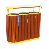 Poubelle de recyclage en bois à 3 compartiments pour extérieur, mobilier urbain commercial, poubelle de parc, poubelle de jardin public
