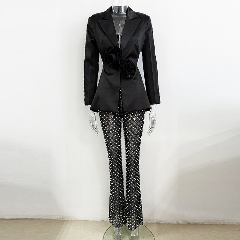 Wholesale ladies pants uit ladies wears for party womens pant uits two piece ets for office beaded pants,2 Pieces