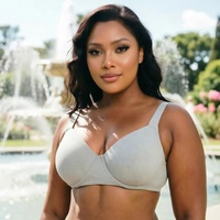 Soutien-gorge push-up à armatures pour poitrines généreuses, ultra-fin, en coton imprimé, avec armatures en acier, grande taille, pour le commerce international
