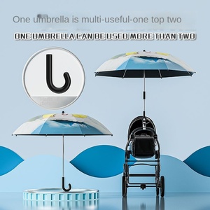 LS <span class=keywords><strong>Parapluie</strong></span> de poussette mignon pour bébé, imperméable, protection solaire UV, revêtement noir, pour enfants, extérieur, léger, facile à nettoyer - Product Image 3