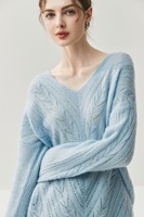 Pull en cachemire 100% - Coupe ample - Pull amincissant à col en V - Pull tricoté pour femmes - Automne et hiver