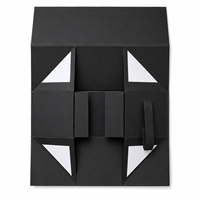 Hochwertige, faltbare, schwarze Alkohol-Geschenkbox aus Karton, magnetische Einzel-Weinglas-Verpackungsbox mit Griff.