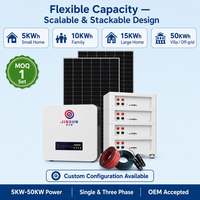 Système d'énergie solaire hybride domestique 5kW 10kW 12kW avec système de stockage d'énergie à batterie au lithium 10kWh 15kWh 20kWh 30kWh BMS WiFi CE
