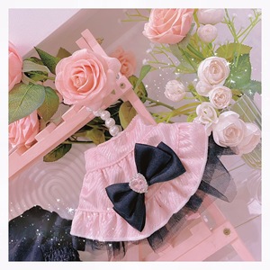Pet Clothes <b>Bell</b> Sleeve Turtleneck Dress Pink Black Skirt For <b>Dog</b> Cat Princess Style Four Seasons Polyester - Product Image 4