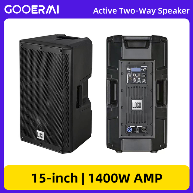 GOOERMI ART915A 1400W 15 Inch Active PA Speaker 130 DB DSP XLR Full Range Loudspeaker for Stage DJ and Live Events