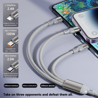 100W de alta velocidad 5 en 1 Cable de datos de carga rápida Nylon trenzado multifunción Micro USB tipo C Cable de cargador Cable USB
