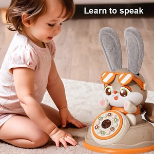 Educación temprana Iluminación Conejo Teléfono Máquina de aprendizaje Grabación de juguete Aprender a hablar Máquina telefónica con luces Música - Product Image 4