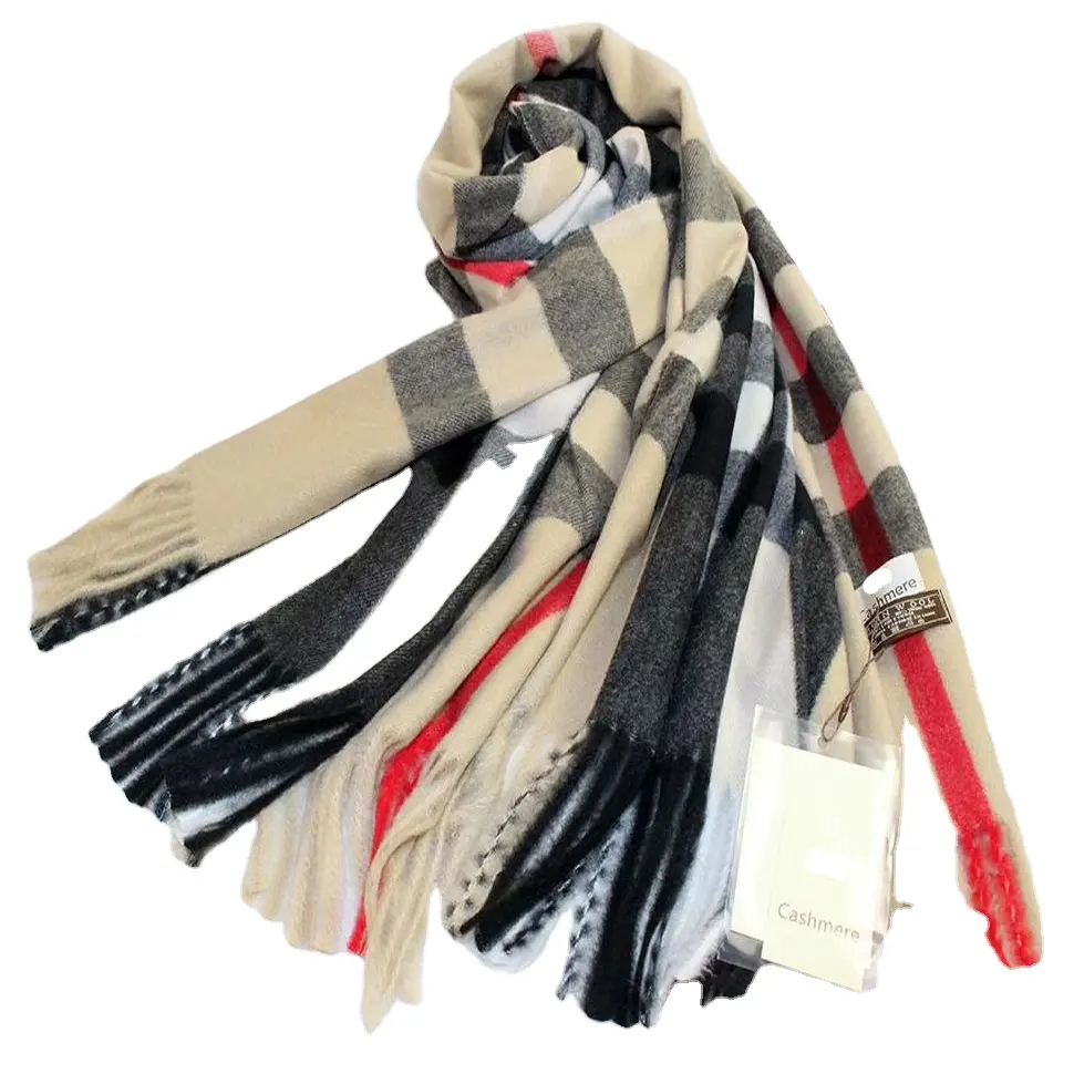 Nuovo arrivo di inverno ampio plaid scialle di modo delle donne di lana di cachemire wrap spazzolato sciarpe