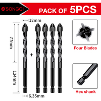 SONGQI foret multi-usages à tête croisée noire foret en verre broca carreaux foret pour verre céramique carrelage marbre