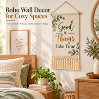 Boho-Stil Leinen-Wandbehang mit Quasten-Dekor und Holzstabrahmen – Rollbild für moderne Heimdekoration, Kinderzimmer-Kunstgeschenk