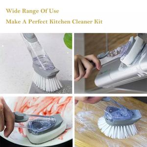 Cepillo dispensador de jabón con mango largo de plástico, Juego de cepillos de limpieza - Product Image 3