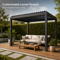 Pergola à lames en aluminium pour villa, cour, bord de piscine, jardin, terrasse, toit rétractable motorisé, imperméable, résistant à la pluie, pavillon