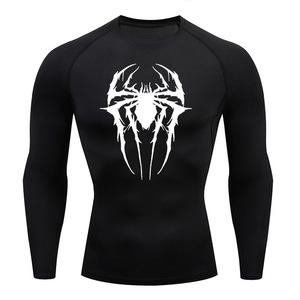 T-shirt de compression pour homme, motif araignée, imprimé gym, haute élasticité, ajustement serré, pour l'entraînement et la boxe - Product Image 4