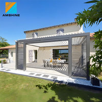 Biyoklimatik Alüminyum Geri Çekilebilir Tavanlı Pergola, LED Aydınlatmalı Döner Panjurlu Tasarım, Arka Bahçe ve Bahçe Açık Alanları için