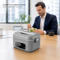 Boîte à lunch électrique rechargeable sans fil, chauffe-plat portable, batterie externe auto-chauffante, capacité 1L, acier inoxydable, Forester