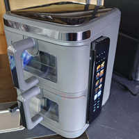 Freidora de Aire Doble con Pantalla LED Plegable, Dos Recipientes con Ventana Visible, Capacidad de 12L, Digital, Apilable