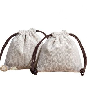 Sac à chaussures en coton avec logo personnalisé, écologique, réutilisable, sac à poussière en chevron pour vêtements, pochette de rangement de voyage avec cordon de serrage - Product Image 1