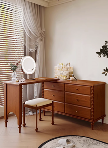 Toletta americana con cassettone angolare estensibile tutti in legno massello MDF per uso camera da letto - Product Image 4