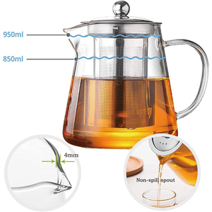 Théières et cafetières <span class=keywords><strong>Pyrex</strong></span> multiples avec infuseurs et couvercles en acier inoxydable 304 - Product Image 4