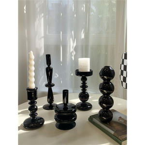 Candelabro de cristal negro, adorno de forma irregular, resistente al calor, duradero, decoración del hogar, regalo para sala de estar, uso en escritorio - Product Image 4