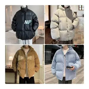 Winter Cotton Men Coat Men'S Short Plus Size Hooded Bread Coat Loose Glossy Cotton Custom Logo Bubble Puffer Jacket Men