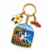 Porte-clés Souvenir Personnalisés en Métal Saipan - La Vie Est Meilleure sur la Côte de Saipan - Îles des Mariannes du Nord - Porte-clés de Vacances - Boutiques et Complexes Hôteliers
