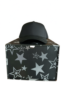 หมวกเบสบอลหนัง PU สีดำล้วน ทรงไม่แข็ง 5 ชิ้น แบบ Snapback - Product Image 1