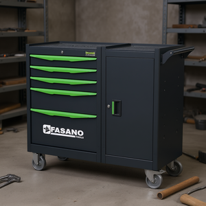 Fasano Tools 5 Drawer Rolling Tool Cabinet With Door And Casters For <b>Workshop</b> <b>Storage</b> - Product Image 3