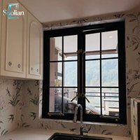 Ventana de Aluminio de Estilo Francés Clásico con Vidrio Templado Transparente para Edificios Residenciales y Comerciales