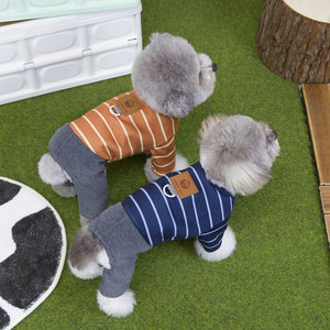 ชุดเสื้อผ้าสุนัขลายทางสำหรับฤดูใบไม้ผลิและฤดูร้อน ดีไซน์สี่ขา สำหรับสุนัข ใส่ได้ทั้งในบ้านและนอกบ้าน - Product Image 1