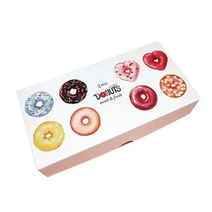 Fashionable printed paper donut boxes para a embalagem de morango caixas de donuts