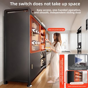Meuble de <span class=keywords><strong>rangement</strong></span> de cuisine moderne en acier, hauteur réglable, avec porte <span class=keywords><strong>coulissante</strong></span>, sur pied, multi-niveaux, <span class=keywords><strong>armoire</strong></span> intégrée - Product Image 2