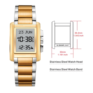 Montre de prière Azhan 2026 pour homme, montre rectangulaire en alliage, étanche, avec <span class=keywords><strong>direction</strong></span> de la <span class=keywords><strong>Qibla</strong></span> - Product Image 5
