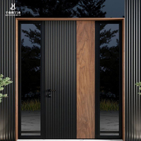 Porte d'entrée pivotante en verre sur mesure, design moderne, antivol, étanche, en aluminium moulé pour hall de villa, garantie 3 ans