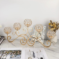 Candélabre en métal doré à 5 bras de style européen, porte-bougie personnalisé pour mariage, décoration intérieure de bureau, vente en gros directe d'usine