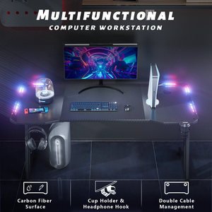 Mesa de Juego Económica y Cómoda al por Mayor, Multifuncional, en Forma de Z, con Iluminación Dinámica, <span class=keywords><strong>Escritorio</strong></span> para Juegos de 47 Pulgadas con Luces LED - Product Image 5