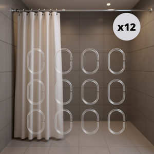 Anneaux de rideau de douche transparents, lot de 12, pour rideaux de douche - Product Image 3
